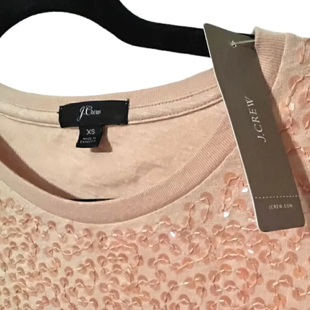 NWT J. Crew  Iridescent Sequins Embellished Sparkly T Shirt Size XS